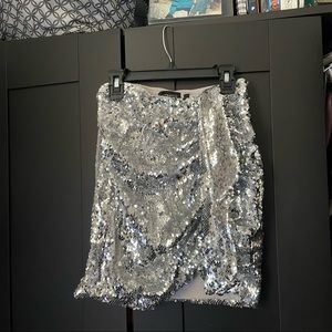 Revolve sequin silver skirt